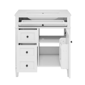 English Elm 30'' Modern Bathroom Vanity With Ceramic Sink, Soft-Close Drawers & Stylish Storage Cabinet Solutions N710P206904Z