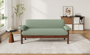 English Elm Modern Berber Fleece 2 Seat Loveseat Rubberwood Base Plush Armrest Couch for Apartments Green N763S000050F