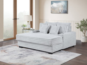 English Elm Melodia Oversized Corduroy Chaise Lounge with Usb Charging and Cupholders for Media Rooms Light Gray B2749S00272
