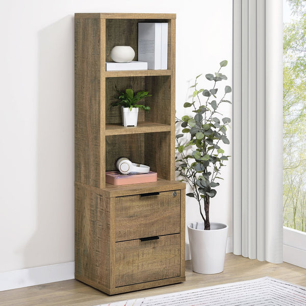 English Elm Geary Mango 3-Shelf Bookcase with Lockable Top Drawer, USB Port, Engineered Wood, Display & Secure Storage B062P375563