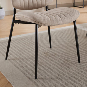 English Elm A&A Furniture Dining Chairs Set Of 2 – Modern Retro Linen Upholstered Comfort For Dining Spaces W1143P194145