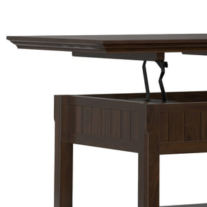 English Elm Acadian Handcrafted Lift Top Coffee Table with Storage - Brunette Brown Solid Wood, Transitional Elegance B136P203460