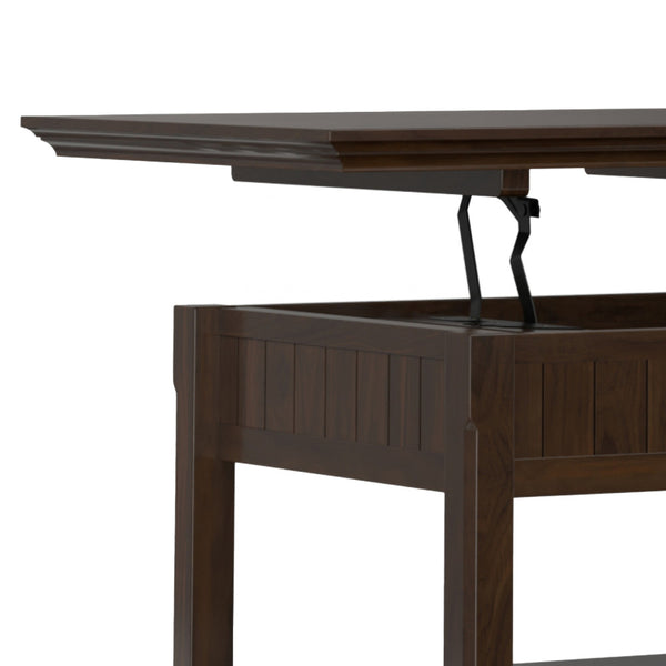 English Elm Acadian Handcrafted Lift Top Coffee Table with Storage - Brunette Brown Solid Wood, Transitional Elegance B136P203460