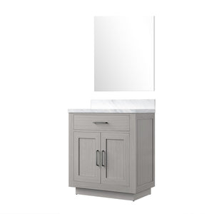 English Elm White Oak Single Bath Vanity Set With Carrara Marble Top & Frameless Mirror - Elegant Storage Solution B2731S01394-GIGA