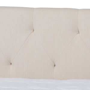 Baxton Studio Baxton Studio Haylie Chic Queen Size Daybed in Beige Fabric with Button Tufting & Nailhead Trim CF9046-B-Beige-Daybed-Q