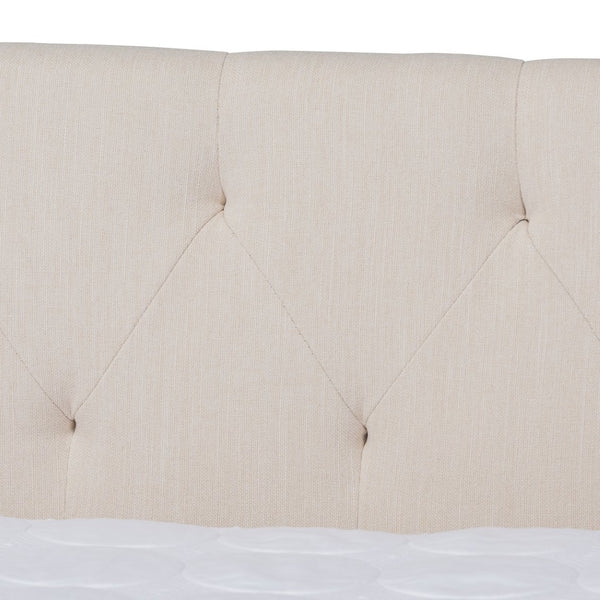 Baxton Studio Baxton Studio Haylie Chic Queen Size Daybed in Beige Fabric with Button Tufting & Nailhead Trim CF9046-B-Beige-Daybed-Q