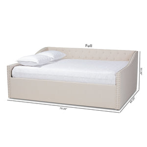 Baxton Studio Baxton Studio Haylie Chic Queen Size Daybed in Beige Fabric with Button Tufting & Nailhead Trim CF9046-B-Beige-Daybed-Q