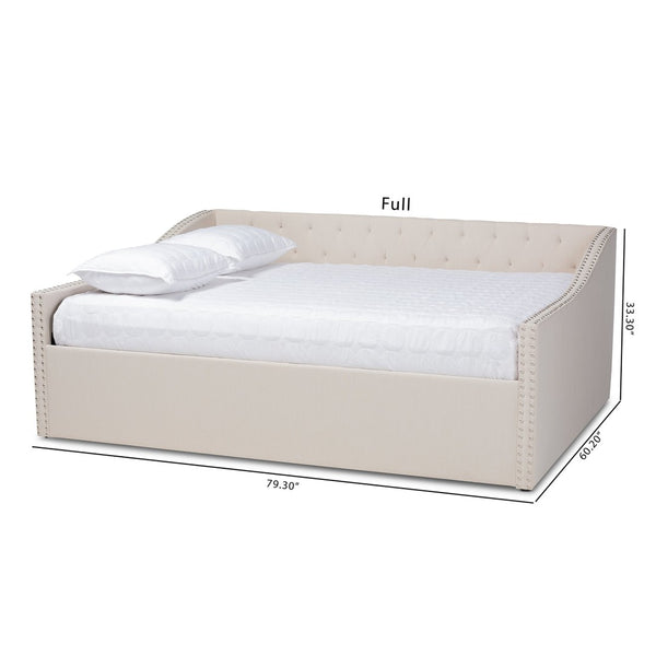 Baxton Studio Baxton Studio Haylie Chic Queen Size Daybed in Beige Fabric with Button Tufting & Nailhead Trim CF9046-B-Beige-Daybed-Q
