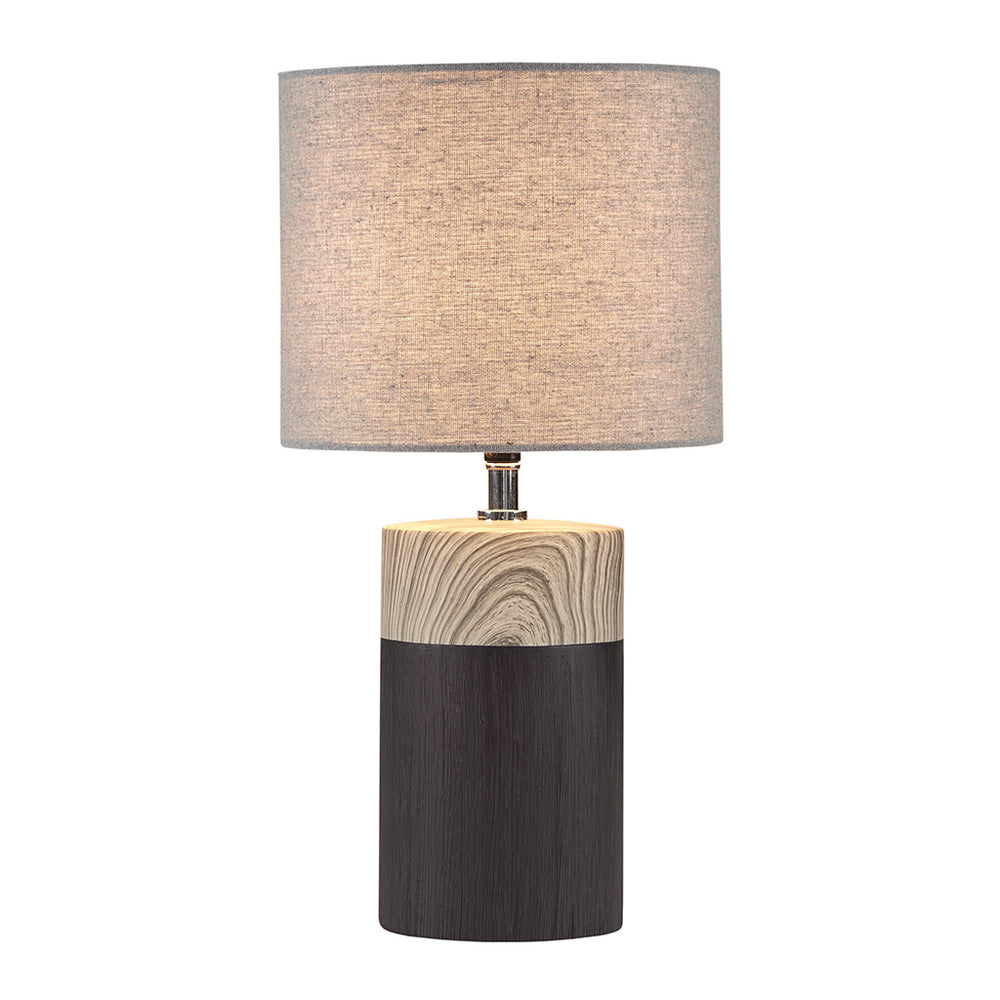 JLA Home 510 Design - Textured Ceramic Table Lamp with Two-Tone Wood-Grain Base and Drum Shade for Warm Ambient Glow 5DS153-0037