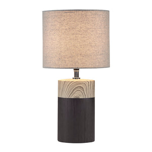 JLA Home 510 Design - Textured Ceramic Table Lamp with Two-Tone Wood-Grain Base and Drum Shade for Warm Ambient Glow 5DS153-0037