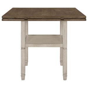 English Elm Bentley Rustic Cream Round Extension Dining Table with Base Shelf, Farmhouse Charm & Weathered Finish B062P331051