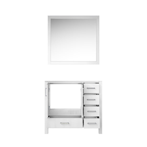English Elm White Bath Vanity With 34 In. Mirror, 36 In. W X 22 In. D, Elegant Design & Ample Storage Solutions B2731S00506-GIGA