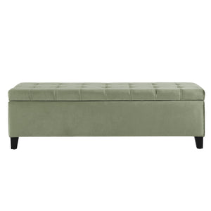 English Elm Christopher Knight Home® - Storage Ottoman with Velvet Upholstery and Birch Legs — 50.5" Rectangular Bench with Hidden Storage, Multiroom Use Pale Green N778P185125P
