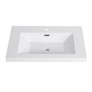 English Elm 30" Bathroom Resin Sink - Durable Gloss White Top-Mount Design For Modern Style & Easy Maintenance W999P225396