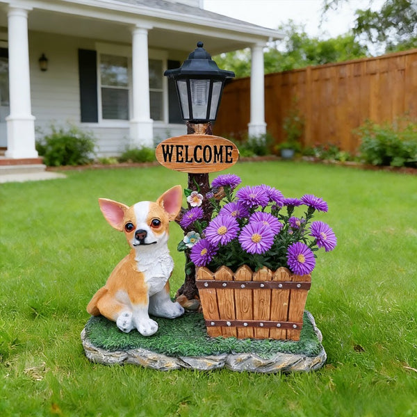 English Elm Sitting Corgi Resin Planter Sculpture Whimsical Porch Garden Decor with Succulent Cavity W5398P464244