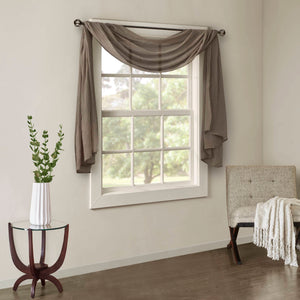 JLA Home Madison Park - Solid Crushed Scarf Sheer Draped Window Accent with Lightweight Texture for Elegant Layering and Easy Install Taupe MP40-4513