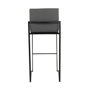 English Elm Contemporary High Back Upholstered Barstool Set with Black Steel Frame for Kitchen B202P222185