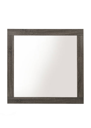 English Elm Avantika Rustic Gray Oak Mirror with 29" Square Glass & Warm Synthetic Wood Frame — Modern Minimalist Decor B2726P261879