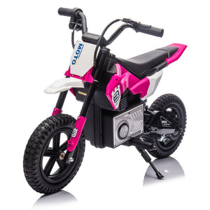 English Elm 24v Kids Electric Motocross Motorcycle 200w Hub Motor Suspension Led Bluetooth Audio Pink W1578P225049
