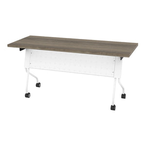 OSP Home Furnishings 5' Folding Training Table with Walnut Laminate Top for Offices and Conference Rooms White 84225WU