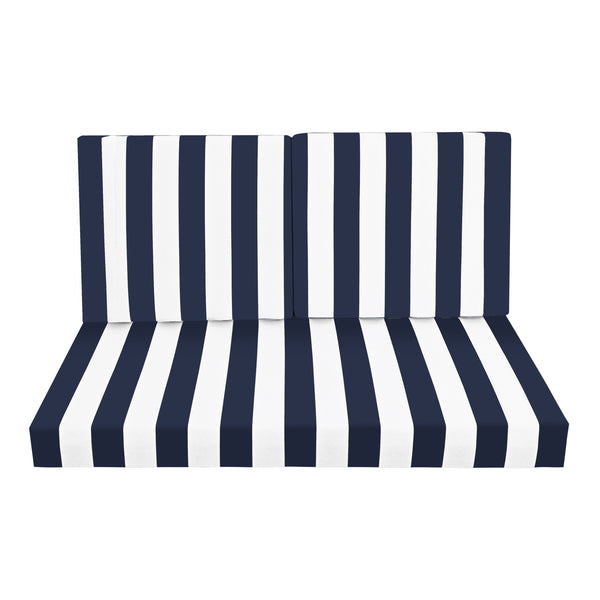 English Elm Outdoor Deep Seat Cushions for Patio Furniture Waterproof Replacement Chair Cushions Durable 24.8x8.27x16.93 Black+ Blue white stripes W419P311823