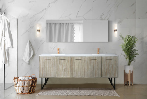 English Elm Rustic Acacia Double Bath Vanity 80" W X 20" D With Cultured Marble Top & Elegant Rose Gold Faucet Set B2731P259722-GIGA