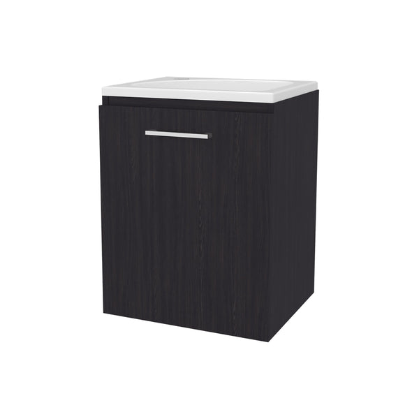 English Elm FM Modern Floating Bathroom Vanity with Integrated Sink and Soft-Close Door for Sleek Storage Wenge 24.4 L x 20.5 W x 11 H B128P293878