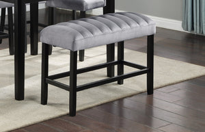 English Elm 1pc Counter Height Bench Upholstered Velvet Seat with Sturdy Wooden Base for Stylish Dining Room Seating Black,Gray 41 L x 19 W x 10 H B011P261189