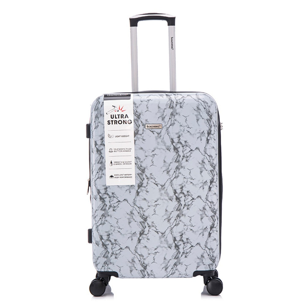 English Elm 3-piece Polycarbonate Hardshell Luggage Set with Swivel Wheels and Combo Lock White+Gray T3292P316954