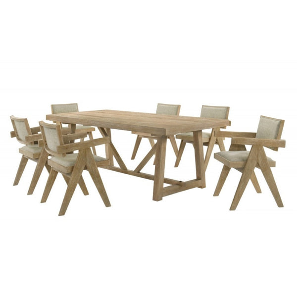 English Elm Light Oak Farmhouse Dining Arm Chairs Upholstered Set of Two for Kitchen Table B011P423324