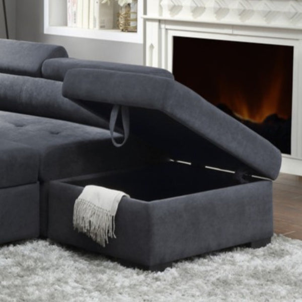 English Elm Horatio Sleeper Sectional Sofa with Tufted Cushions Adjustable Headrests and Storage B2749S00186