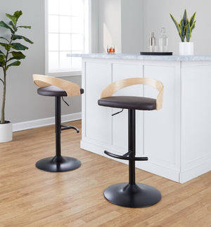 English Elm Adjustable Swivel Barstools Set of 3 Faux Leather Wood Industrial Kitchen Counter B202S02024