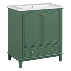 English Elm 30" Stylish Dark Green Bathroom Vanity With Sink Combo, Durable Mdf, Modern Design & Storage Solution SY999606AAF-6