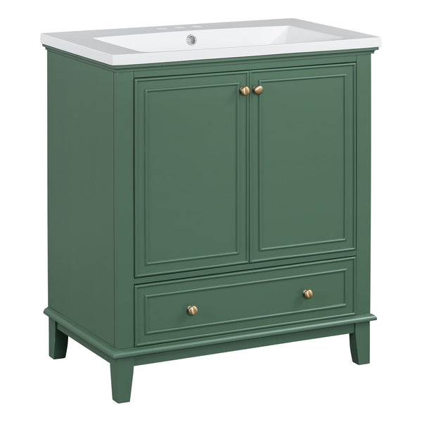 English Elm 30" Stylish Dark Green Bathroom Vanity With Sink Combo, Durable Mdf, Modern Design & Storage Solution SY999606AAF-6