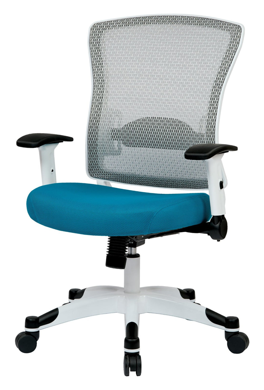 OSP Home Furnishings White Frame Ergonomic Mesh Manager Chair with Lumbar Support for Executive Office Use 317W-W1C1F2W-7