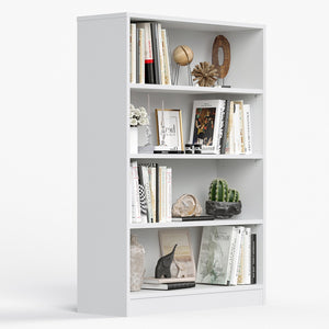 English Elm 4 Shelf Display Bookcase – 48" Freestanding Engineered Wood Bookshelf, Stable Anti-Tip White Finish T3623P381014