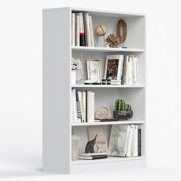 English Elm 4 Shelf Display Bookcase – 48" Freestanding Engineered Wood Bookshelf, Stable Anti-Tip White Finish T3623P381014