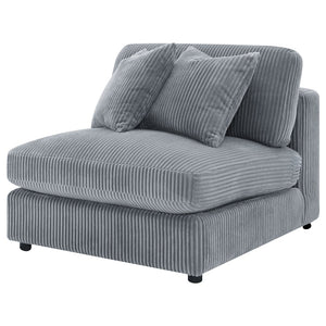 English Elm Cassidy Corduroy Armless Lounge Chair Plush Modular Seating for Living Rooms Fog B062P440340