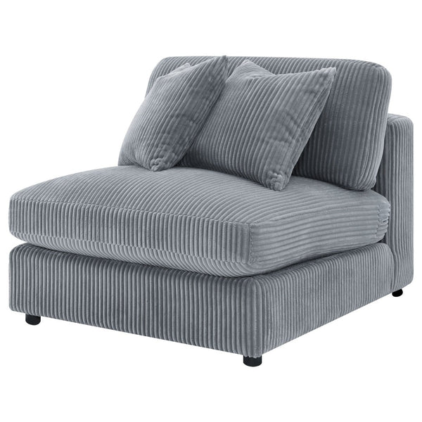 English Elm Cassidy Corduroy Armless Lounge Chair Plush Modular Seating for Living Rooms Fog B062P440340