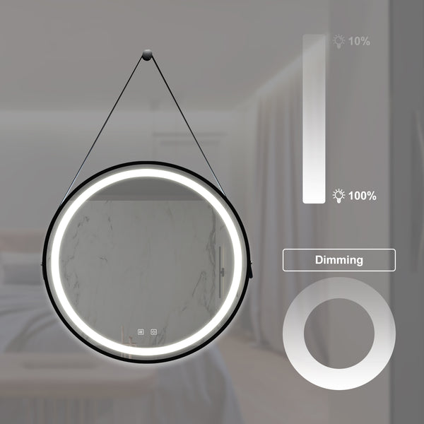 English Elm 24Inch Bathroom Led Vanity Mirror - Dimmable Touch Control, Anti-Fog, Adjustable Lighting & Waterproof W1992P211230