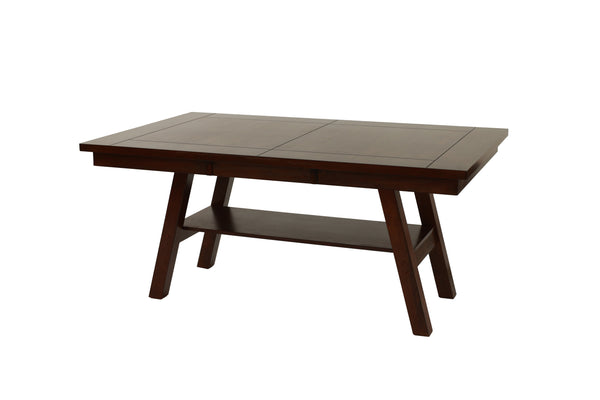 English Elm Dining Rectangle Table with Open Shelf Solid Rubberwood Finish 66" x 40" Contemporary Dining Room Centerpiece Walnut 70 L x 45 W x 7 H B011P192196