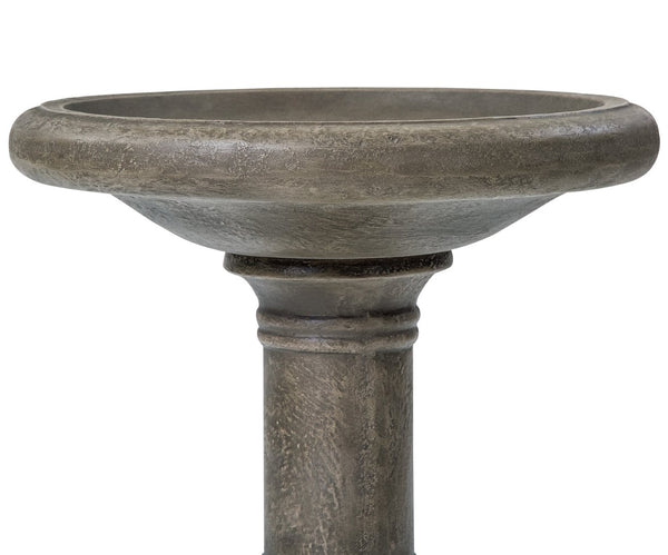 English Elm Polyresin Pedestal Birdbath Antique Gray Stone Look Outdoor Garden Accent 25 Inch N772P450049G