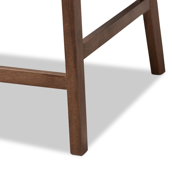 Baxton Studio Baxton Studio Larine Modern Fabric Upholstered Walnut Counter Stools Set for Stylish Dining Spaces Light Boba-Light Grey/Walnut-Counter Stool