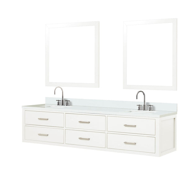 English Elm White Double Bath Vanity Set With Cultured Marble Top, Chrome Faucets & Mirrors For Elegant Bathrooms B2731S01836-GIGA