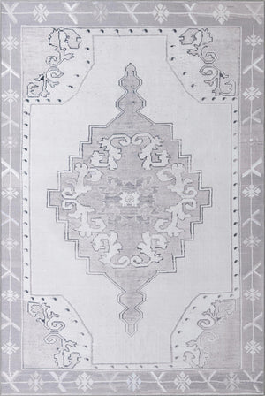Unique Loom Timeless Thomas Machine Made Medallion Rug White Gray, Black/Ivory/Gray 8' 4" x 12' 2"