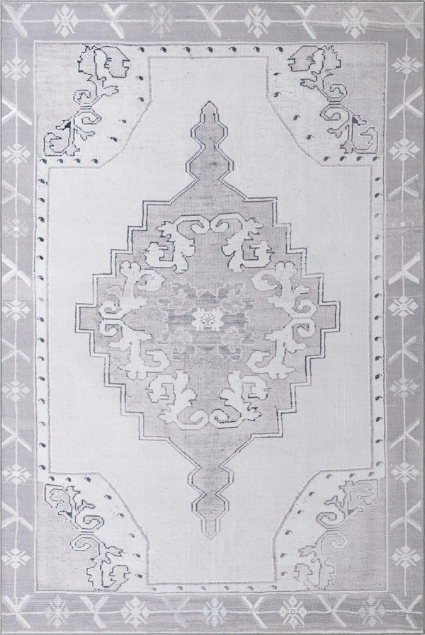 Unique Loom Timeless Thomas Machine Made Medallion Rug White Gray, Black/Ivory/Gray 8' 4" x 12' 2"