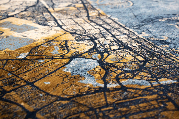 Louis De Poortere Cities Dubai - Ethereal Aerial-inspired Area Rug With Unique Urban Landscape Design And Anti-slip Base Gold ,Blue 100% Pet Poly (40% Rpet) 118666-louis-de-poortere