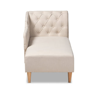 Baxton Studio Baxton Studio Emeline Modern Chaise Lounge with Victorian Charm and Stylish Button Tufting Design Beige CFCL1-Beige/Oak-KD Chaise