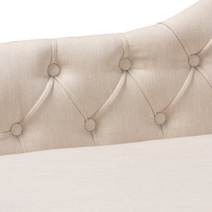 Baxton Studio Baxton Studio Emeline Modern Chaise Lounge with Victorian Charm and Stylish Button Tufting Design Beige CFCL1-Beige/Oak-KD Chaise