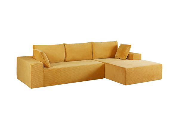 English Elm Cozyform Convertible Sectional Sofa - Soft Ginger Corduroy, Comfy Foam Couch For Living Spaces B2735P359714